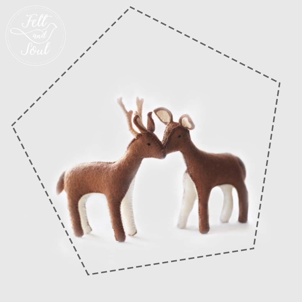 Őzbak és suta gyapjú filc figura szabásminta